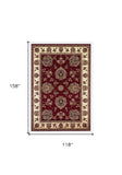 10' X 13' Red Ivory Machine Woven Floral Traditional Indoor Area Rug - Homeroots - Flyclothing LLC