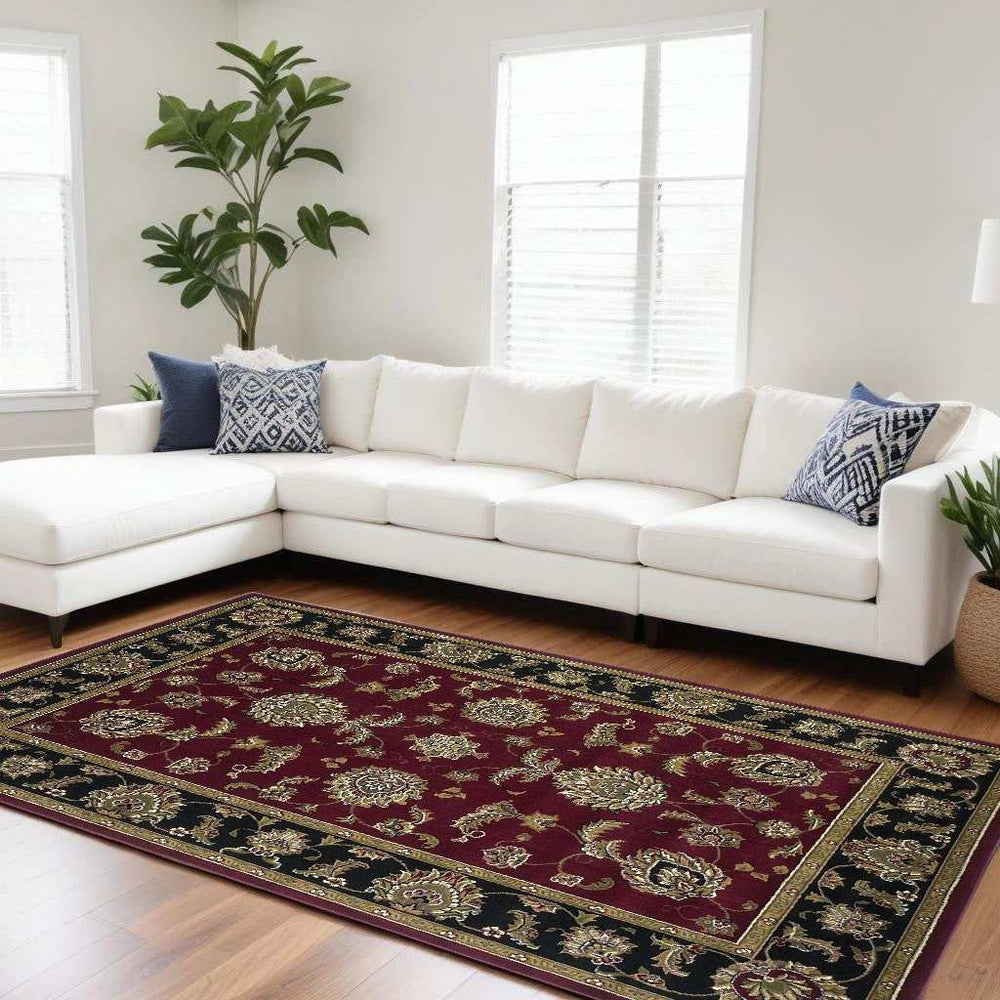 9' X 13' Red and Black Area Rug - Homeroots - Flyclothing LLC