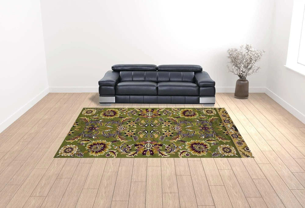 10' X 13' Green Taupe Machine Woven Floral Traditional Indoor Area Rug - Homeroots - Flyclothing LLC