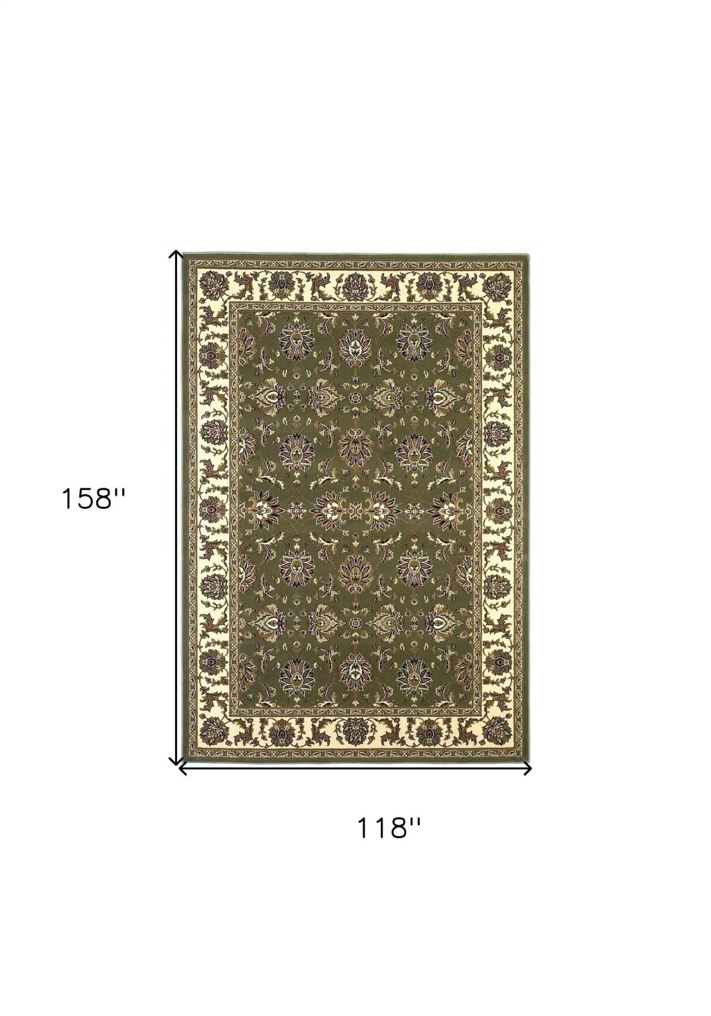 9' X 13' Polypropylene Green Or Ivory Area Rug - Homeroots - Flyclothing LLC