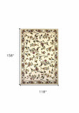 10' X 13' Ivory Machine Woven Floral Vines Indoor Area Rug - Homeroots - Flyclothing LLC