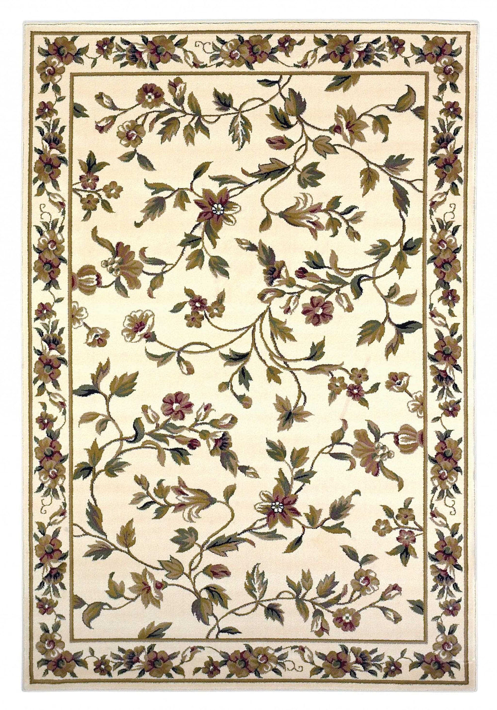 10' X 13' Ivory Machine Woven Floral Vines Indoor Area Rug - Homeroots - Flyclothing LLC