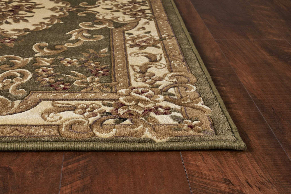 10' X 13' Green Ivory Machine Woven Hand Carved Floral Medallion Indoor Area Rug - Homeroots - Flyclothing LLC