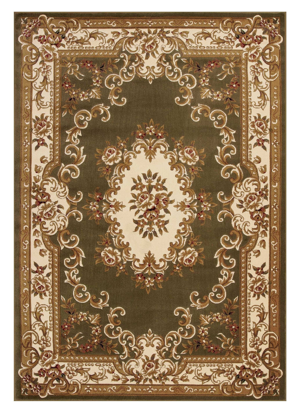 10' X 13' Green Ivory Machine Woven Hand Carved Floral Medallion Indoor Area Rug - Homeroots - Flyclothing LLC