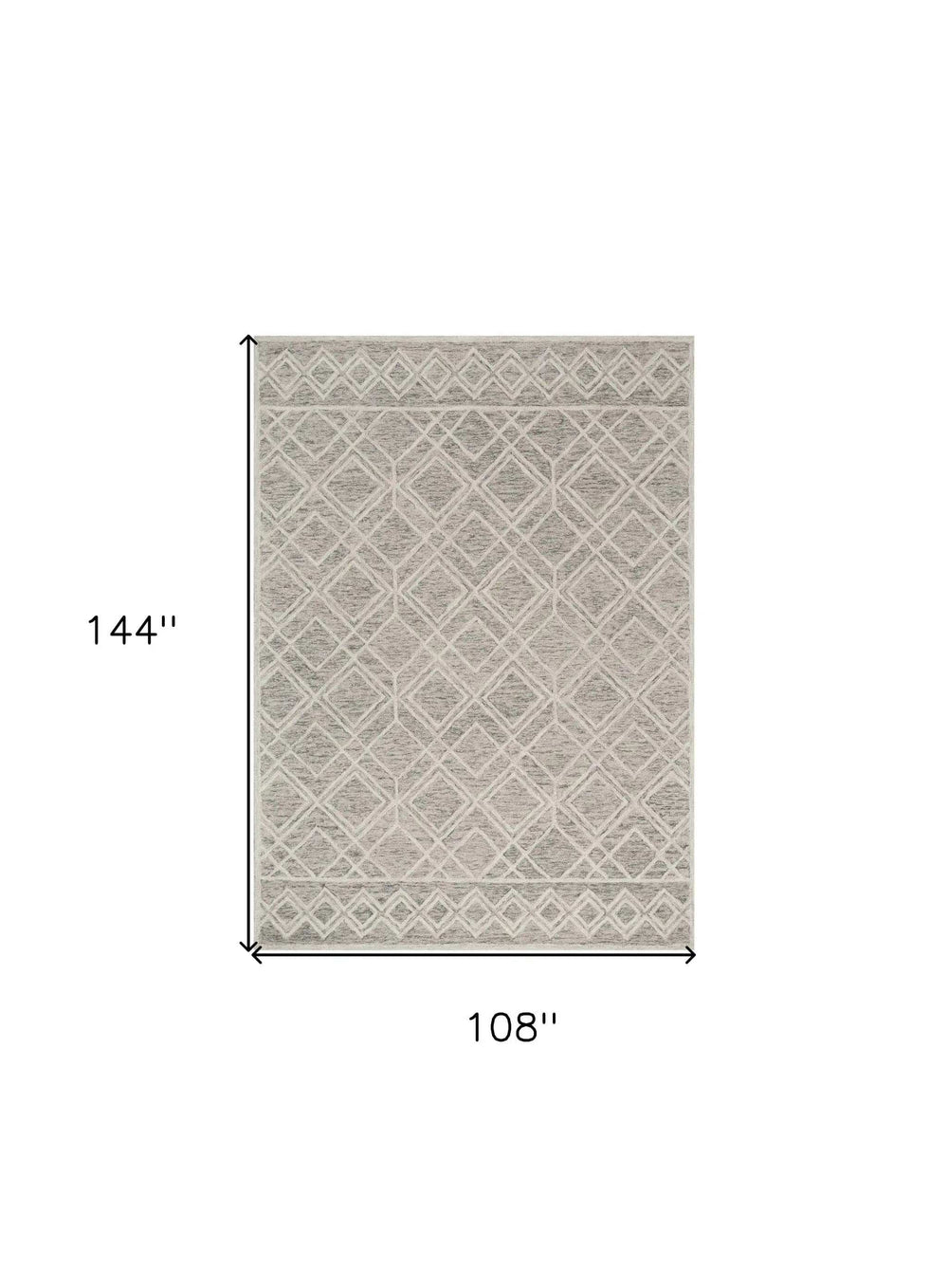 9' X 12' Sand Beige Hand Tufted Diamond Pattern Indoor Area Rug - Homeroots - Flyclothing LLC