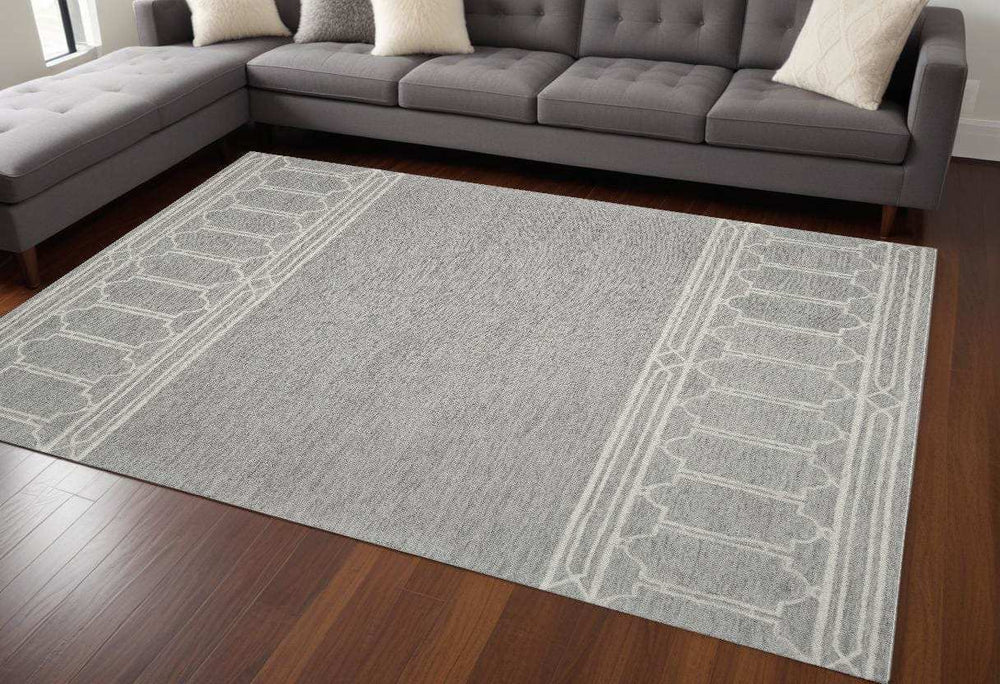 9' X 12' Grey Hand Tufted Geometric Indoor Area Rug - Homeroots - Flyclothing LLC
