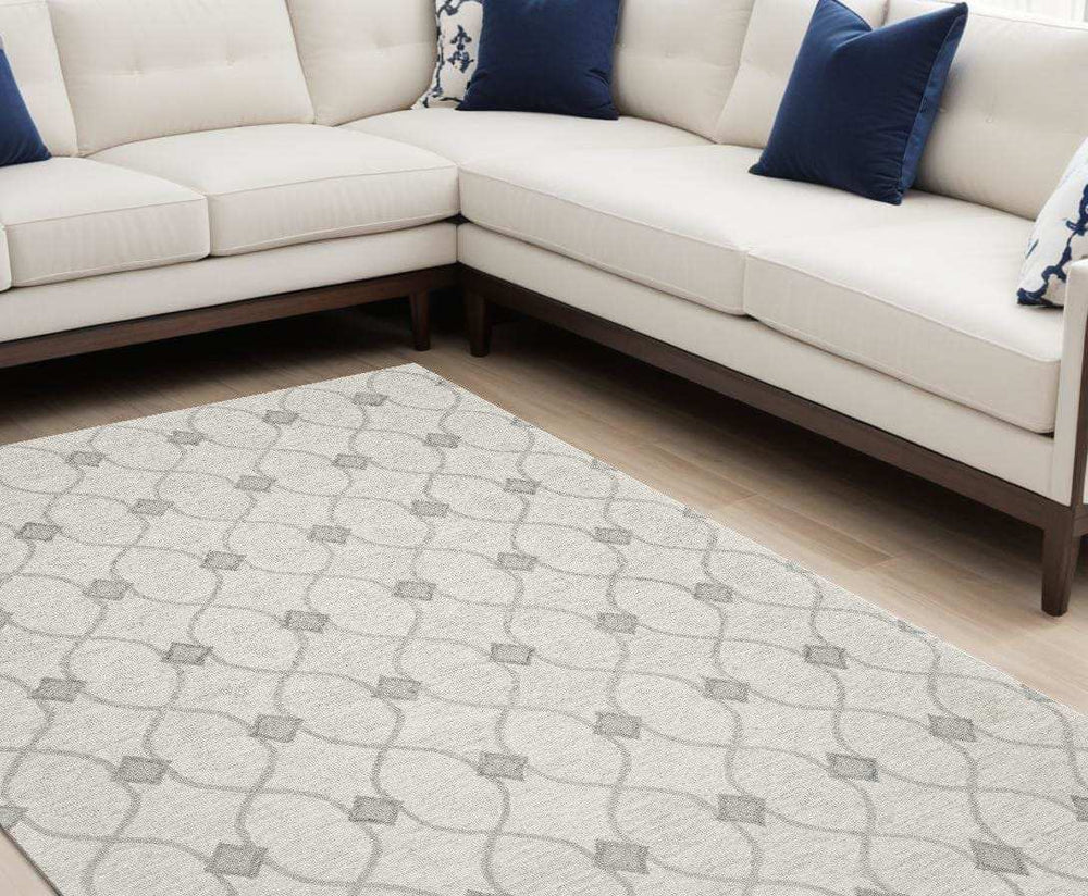 9' X 12' Ivory Wool Hand Tufted Area Rug - Homeroots - Flyclothing LLC