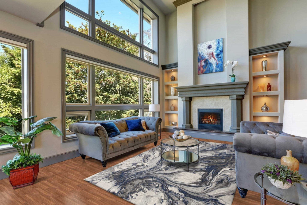 10' X 13' Grey Machine Woven Abstract Watercolor Indoor Area Rug - Homeroots - Flyclothing LLC