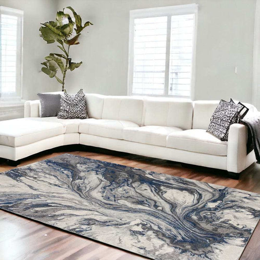 10' X 13' Grey Machine Woven Abstract Watercolor Indoor Area Rug - Homeroots - Flyclothing LLC