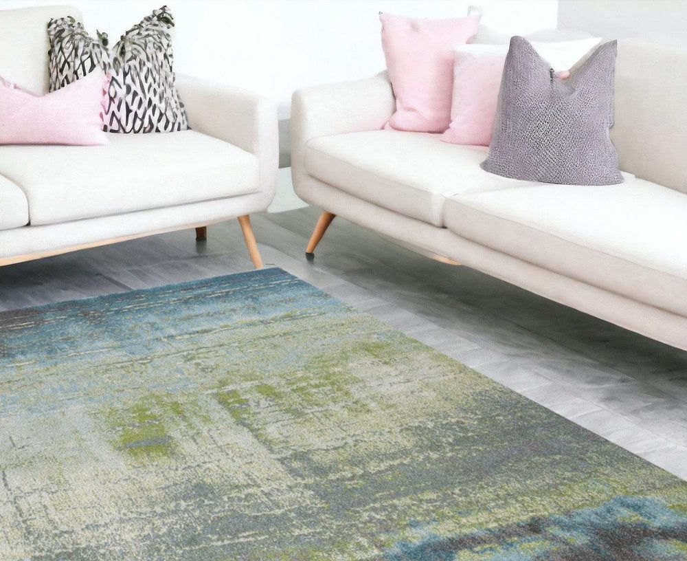 9' X 13' Polypropylene Blue Or Green Area Rug - Homeroots - Flyclothing LLC