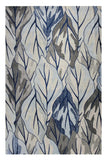 10' X 13' Grey Navy Blue Machine Woven Tropical Leaves Indoor Area Rug - Homeroots - Flyclothing LLC