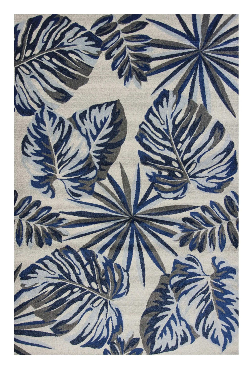 10' X 13' Grey Blue Machine Woven Tropical Leaves Indoor Area Rug - Homeroots - Flyclothing LLC