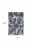 10' X 13' Grey Blue Machine Woven Tropical Leaves Indoor Area Rug - Homeroots - Flyclothing LLC