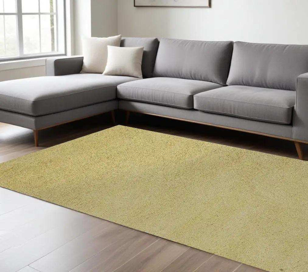 9' X 13' Polyester Canary Yellow Area Rug - Homeroots - Flyclothing LLC