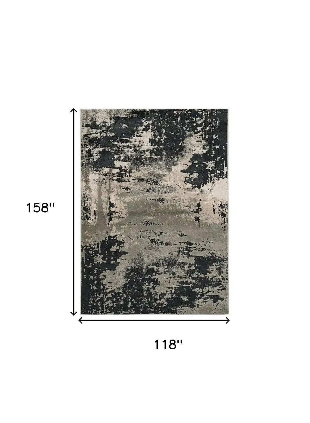 10' X 13' Silver Charcoal Machine Woven Abstract Paint Splatter Indoor Area Rug - Homeroots - Flyclothing LLC