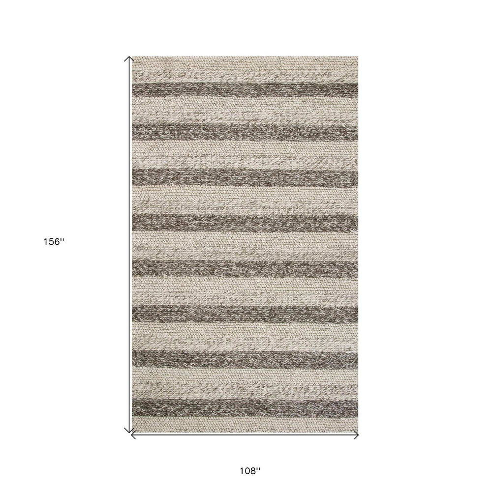 9' X 13' Wool Grey Or White Area Rug - Homeroots - Flyclothing LLC