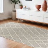 9' X 13' Grey Hand Woven Diamond Pattern Indoor Area Rug - Homeroots - Flyclothing LLC