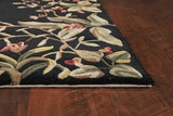 9' X 13' Green and Black Wool Tropical Floral Hand Tufted Area Rug - Homeroots - Flyclothing LLC