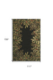9' X 13' Green and Black Wool Tropical Floral Hand Tufted Area Rug - Homeroots - Flyclothing LLC