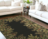 9' X 13' Green and Black Wool Tropical Floral Hand Tufted Area Rug - Homeroots - Flyclothing LLC