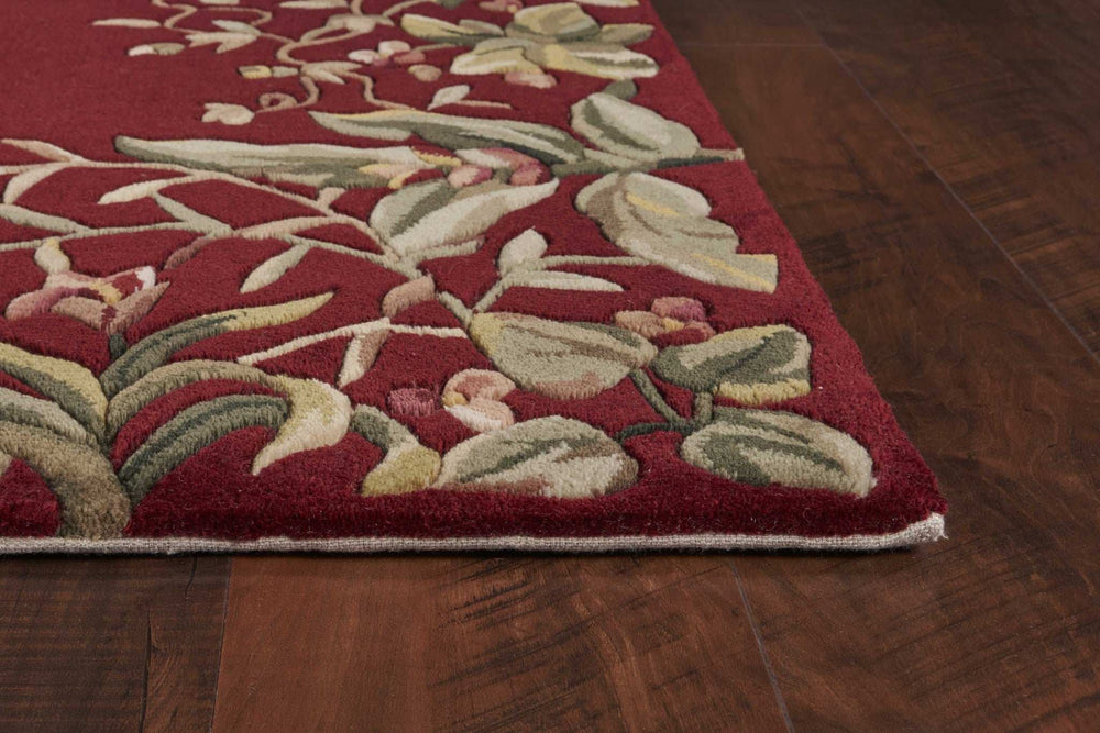 9' X 13' Ruby Red Wool Floral Hand Tufted Area Rug - Homeroots - Flyclothing LLC
