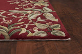 9' X 13' Ruby Red Wool Floral Hand Tufted Area Rug - Homeroots - Flyclothing LLC