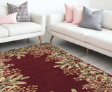 9' X 13' Ruby Red Wool Floral Hand Tufted Area Rug - Homeroots - Flyclothing LLC
