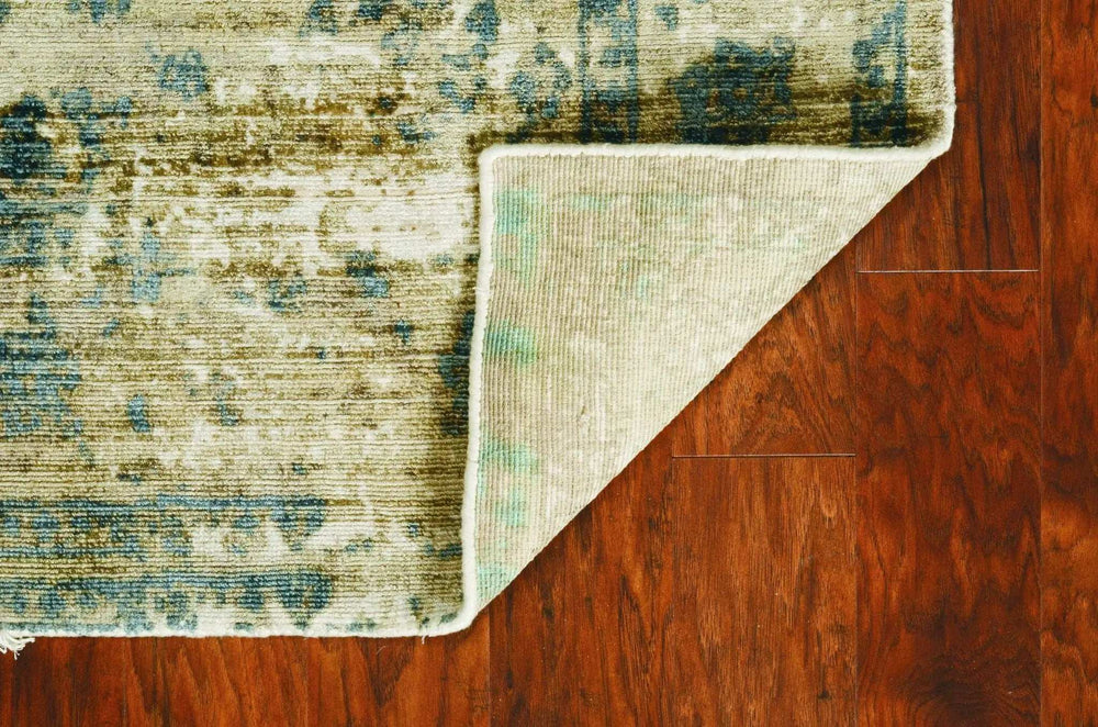9' X 13' Viscose Sand Or Blue Area Rug - Homeroots - Flyclothing LLC