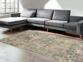 9' X 13' Viscose Sand Or Blue Area Rug - Homeroots