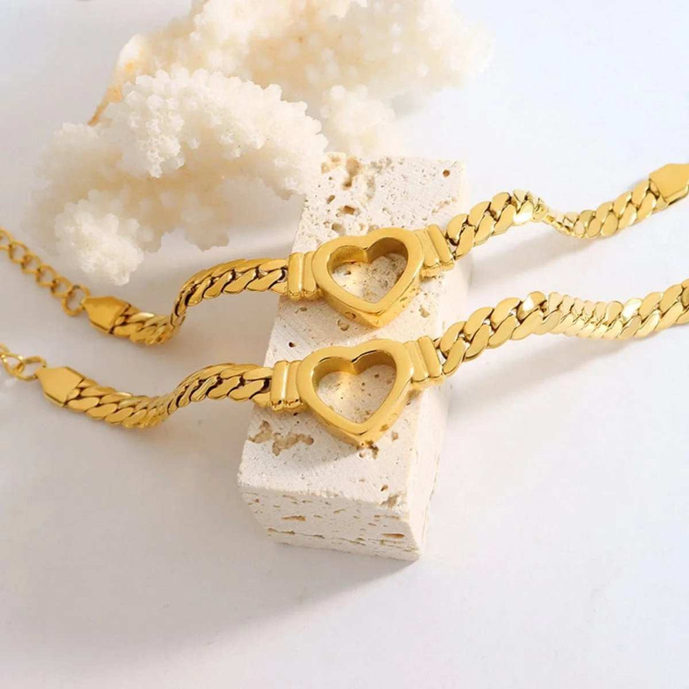 Titanium Steel Cutout Heart Bracelet - Trendsi - Flyclothing LLC