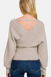Zenana Cross Wrap Rib Long Sleeve Sweater - Trendsi - Flyclothing LLC