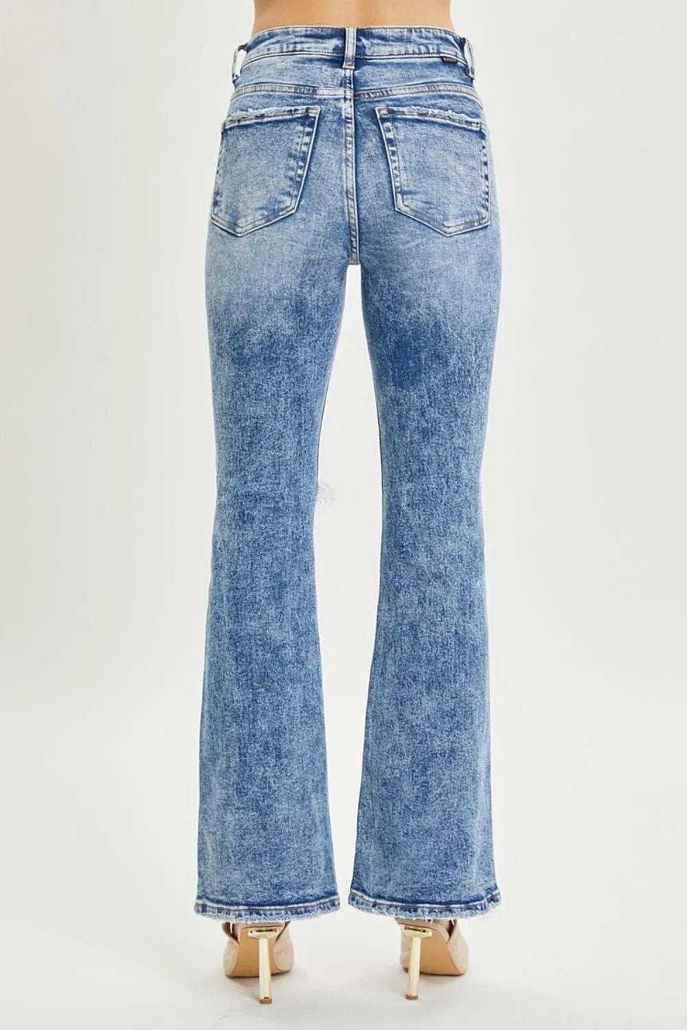 RISEN Full Size High Rise Distressed Flare Jeans - Trendsi - Flyclothing LLC