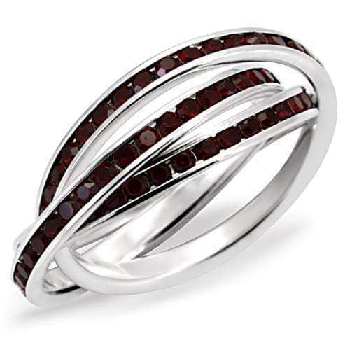 35113 - High-Polished 925 Sterling Silver Ring with Top Grade Crystal in Garnet - Alamode - Flyclothing LLC