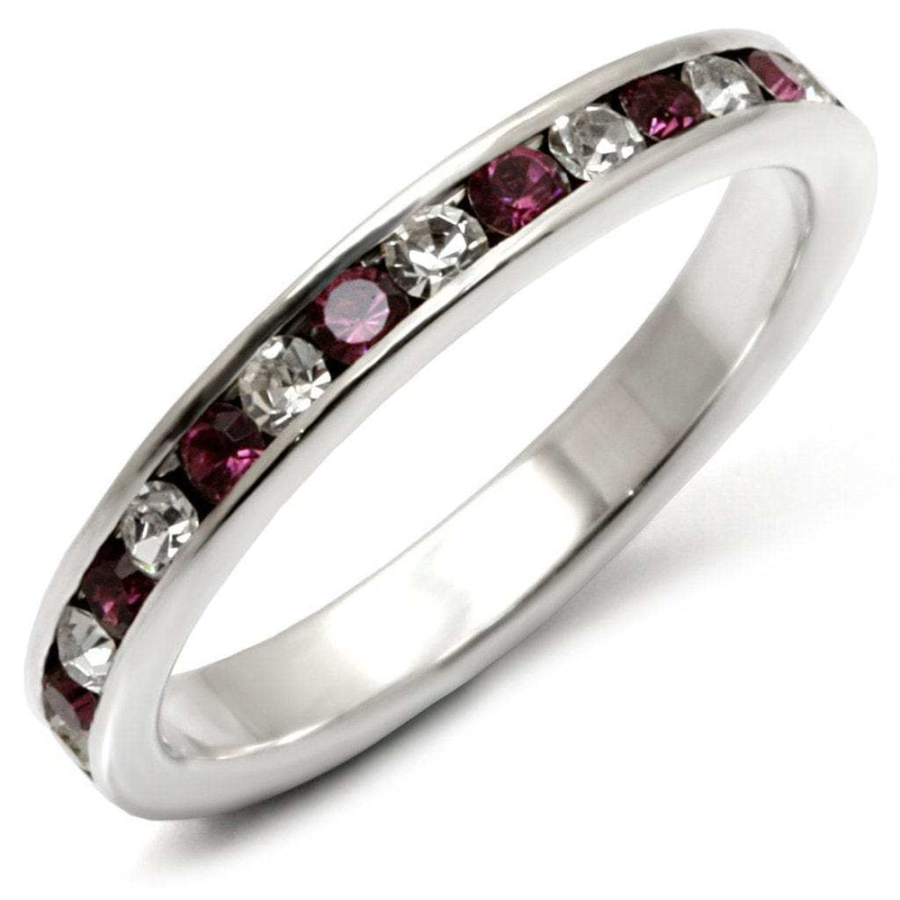 35126 - High-Polished 925 Sterling Silver Ring with Top Grade Crystal in Amethyst - Alamode - Flyclothing LLC