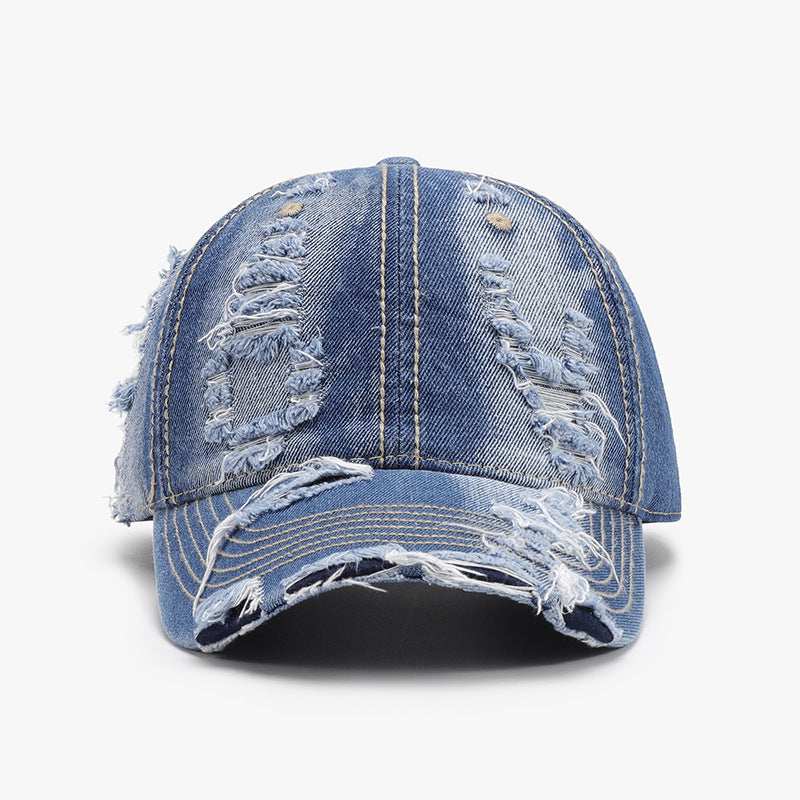 Distressed Adjustable Cotton Baseball Cap - Trendsi - Flyclothing LLC