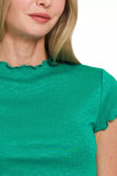 Zenana Cotton Modal Slub Lettuce Trimmed Cropped T-Shirt - Trendsi - Flyclothing LLC