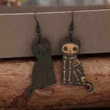 Alloy Hook Wooden Cat Earrings - Trendsi - Flyclothing LLC