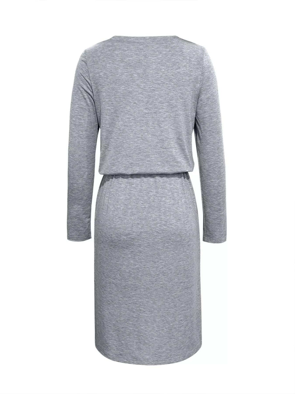 Long Sleeve Drawstring Midi Dress - Trendsi - Flyclothing LLC