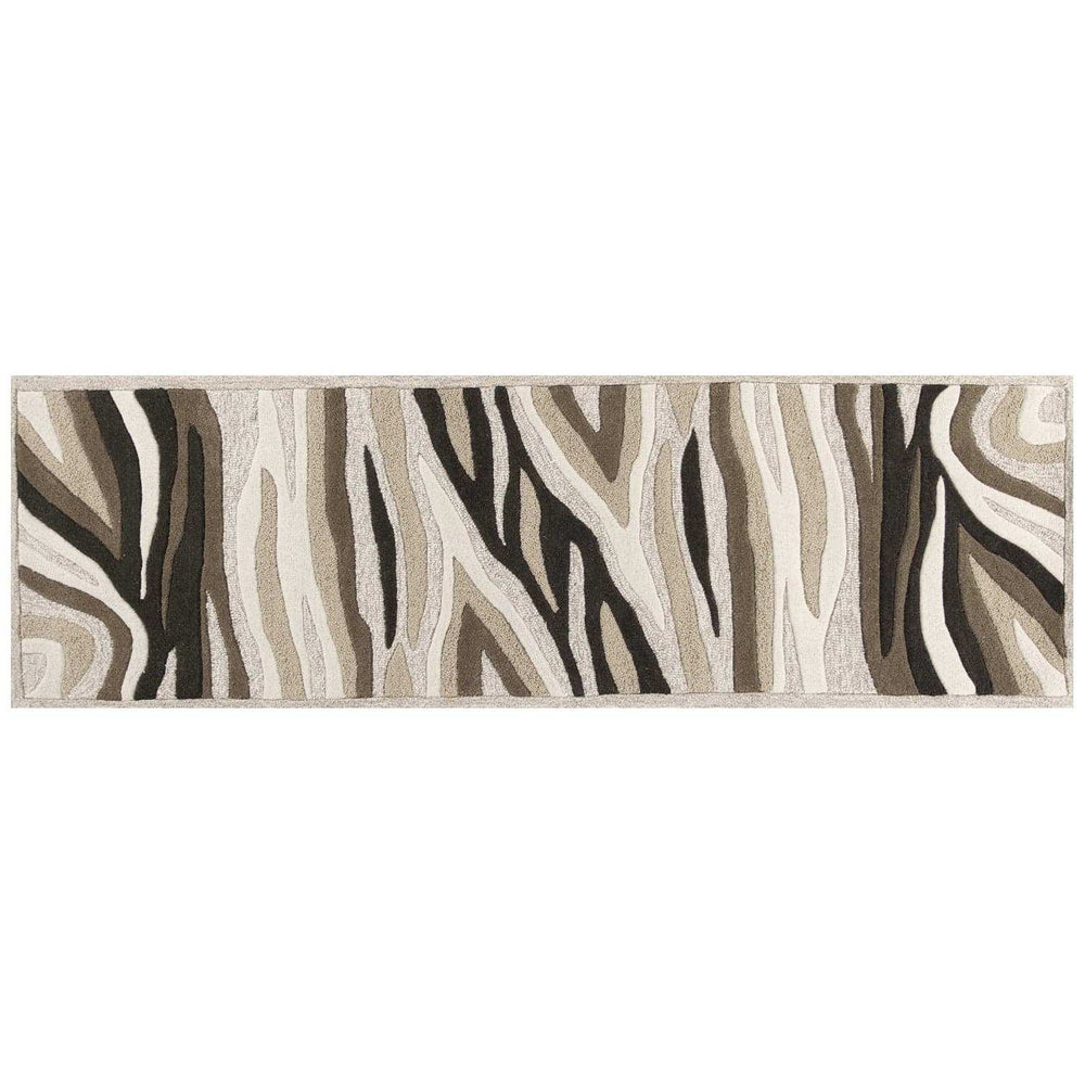 2' X 7' Natural Abstract Waves Wool Runner Rug - Homeroots - Flyclothing LLC
