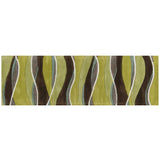 8' Lime Mocha Hand Tufted Abstract Waves Indoor Runner Rug - Homeroots - Flyclothing LLC