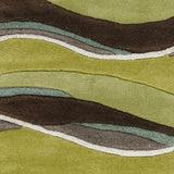 8' Lime Mocha Hand Tufted Abstract Waves Indoor Runner Rug - Homeroots - Flyclothing LLC