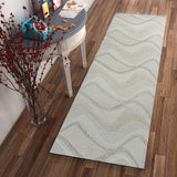 2' X 7' Ivory Abstract Waves Wool Runner Rug - Homeroots - Flyclothing LLC