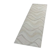 2' X 7' Ivory Abstract Waves Wool Runner Rug - Homeroots - Flyclothing LLC