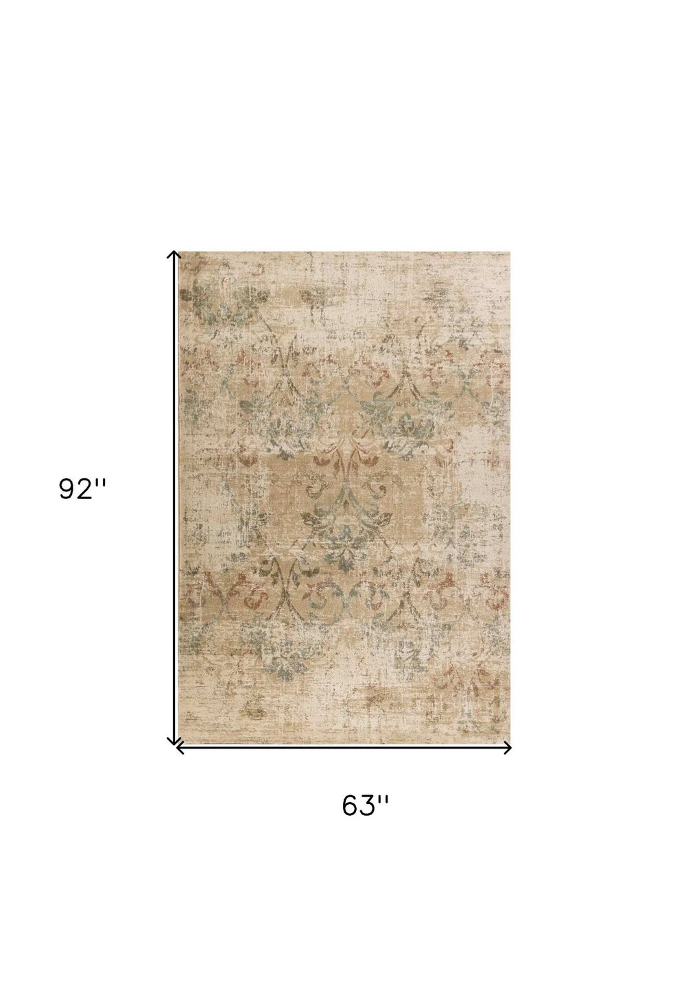 5' X 8' Champagne Vintage Area Rug - Homeroots - Flyclothing LLC