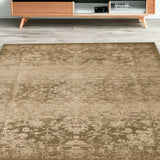 5' X 8' Beige Machine Woven Distressed Floral Traditional Indoor Area Rug - Homeroots - Flyclothing LLC