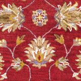 2' X 7' Red Floral Vines Bordered Wool Runner Rug - Homeroots - Flyclothing LLC