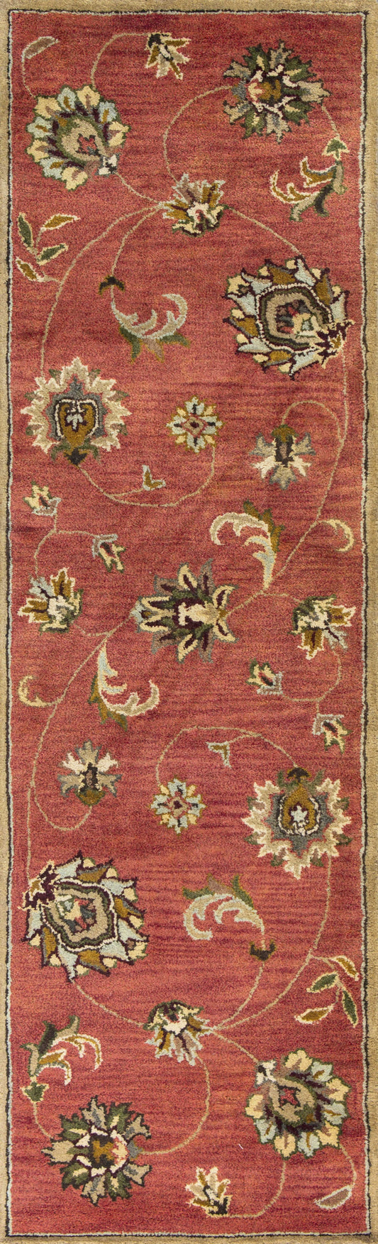 2' X 7' Sienna Floral Vines Wool Runner Rug - Homeroots - Flyclothing LLC