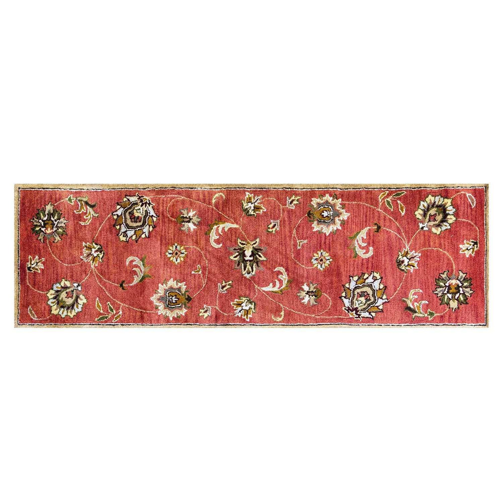 2' X 7' Sienna Floral Vines Wool Runner Rug - Homeroots - Flyclothing LLC