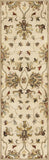 8' Champagne Wool Floral Handmade Runner Rug - Homeroots - Flyclothing LLC