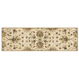 8' Champagne Wool Floral Handmade Runner Rug - Homeroots - Flyclothing LLC